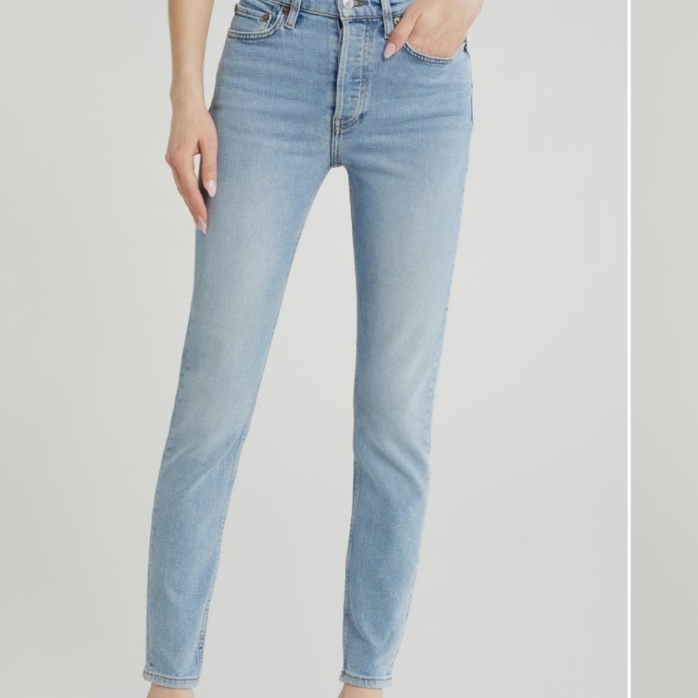 Re/Done High Waist 90's Straight Skinny Women's Light Blue Jeans Size 28